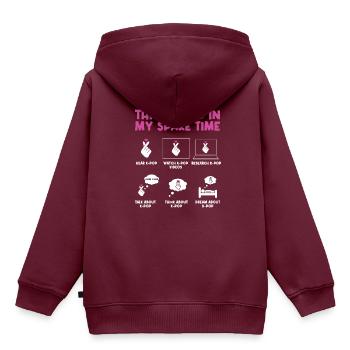 Dinge, Die Ich In Meiner Freizeit Mache: K-Pod - Kinder Premium Organic Hoodie - Burgunderrot - Hinten - AI Model Kid Female (0cm)