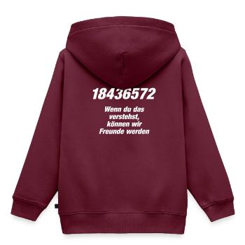 Zuendfolge V8 weiss - Kinder Premium Organic Hoodie - Burgunderrot - Hinten - AI Model Kid Female (0cm)