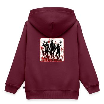 Halloween Warnung vor Zombies - Kinder Premium Organic Hoodie - Burgunderrot - Hinten - AI Model Kid Female (0cm)