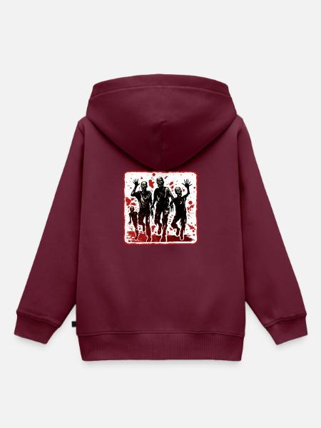 Halloween Warnung vor Zombies - Kinder Premium Organic Hoodie - Burgunderrot