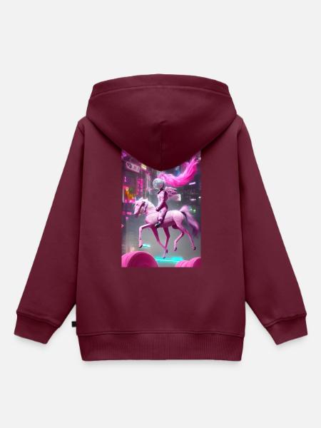 Austronautin auf Pony - Kinder Premium Organic Hoodie - Burgunderrot