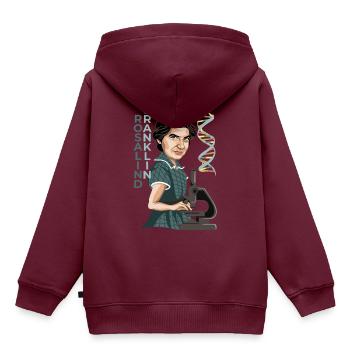 Rosalind Franklin - Kinder Premium Organic Hoodie - Burgunderrot - Hinten - AI Model Kid Female (0cm)
