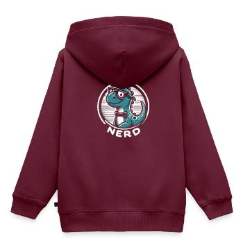 Nerd - Kinder Premium Organic Hoodie - Burgunderrot - Hinten - AI Model Kid Female (0cm)