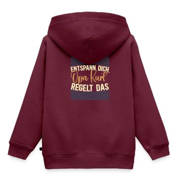 Entspann dich Opa Kurt regelt das - Kinder Premium Organic Hoodie - Burgunderrot - Hinten - AI Model Kid Female (0cm)