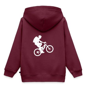 Biker - Kinder Premium Organic Hoodie - Burgunderrot - Hinten - AI Model Kid Female (0cm)