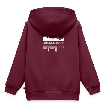 Düsseldorf Bunt Demo Deutsche Städte Reise Abflug - Kinder Premium Organic Hoodie - Burgunderrot - Hinten - AI Model Kid Female (0cm)