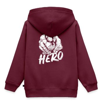 Du bist mein Held - Kinder Premium Organic Hoodie - Burgunderrot - Hinten - AI Model Kid Female (0cm)