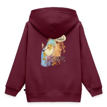 Ich hasse Montag Nicht Heute! Zauberer Design - Kinder Premium Organic Hoodie - Burgunderrot - Hinten - AI Model Kid Female (0cm)