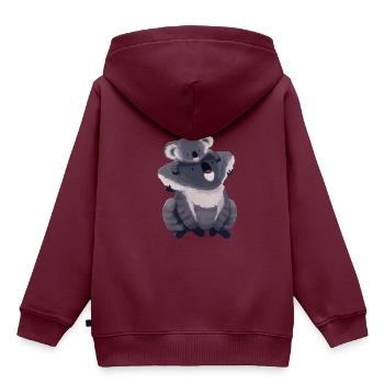 Koala Illustration - Kinder Premium Organic Hoodie - Burgunderrot - Hinten - AI Model Kid Female (0cm)