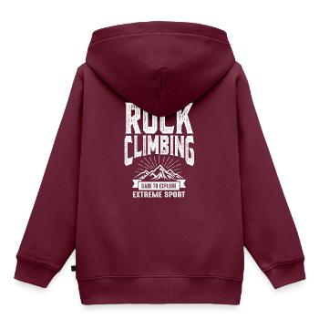 Felsklettern - Kinder Premium Organic Hoodie - Burgunderrot - Hinten - AI Model Kid Female (0cm)