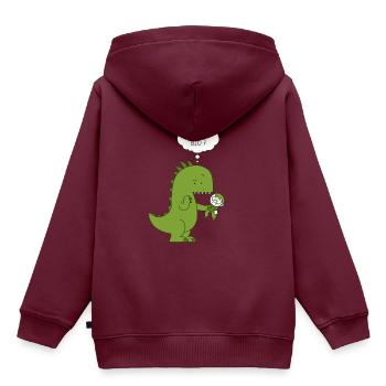 Ist das Bio Dinosaurier - Kinder Premium Organic Hoodie - Burgunderrot - Hinten - AI Model Kid Female (0cm)