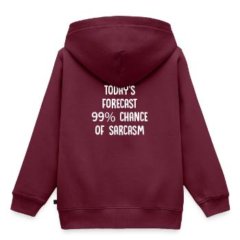 HEUTIGE PROGNOSE 99 Prozent Chance auf Sarkasmus - Kinder Premium Organic Hoodie - Burgunderrot - Hinten - AI Model Kid Female (0cm)