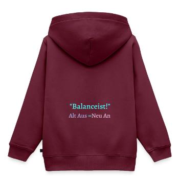 Balancist #1Neu 3 - Kinder Premium Organic Hoodie - Burgunderrot - Hinten - AI Model Kid Female (0cm)