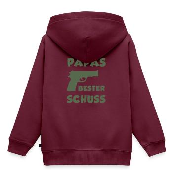 Papas bester Schuss | Kinder - Kinder Premium Organic Hoodie - Burgunderrot - Hinten - AI Model Kid Female (0cm)