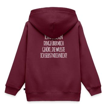 Klatsch und Tratsch - Kinder Premium Organic Hoodie - Burgunderrot - Hinten - AI Model Kid Female (0cm)