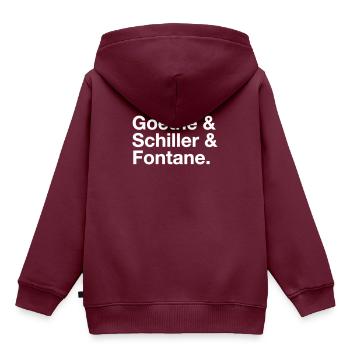 Goethe & Schiller & Fontane - Kinder Premium Organic Hoodie - Burgunderrot - Hinten - AI Model Kid Female (0cm)