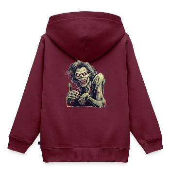 Halloween Zombie - Kinder Premium Organic Hoodie - Burgunderrot - Hinten - AI Model Kid Female (0cm)