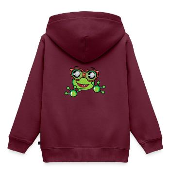 Geek Frog - Kinder Premium Organic Hoodie - Burgunderrot - Hinten - AI Model Kid Female (0cm)