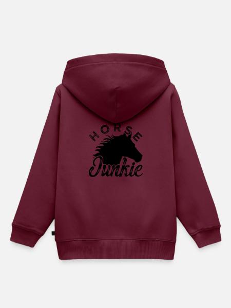 Horse Junkie - Kinder Premium Organic Hoodie - Burgunderrot