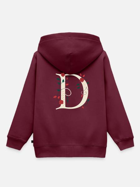 Buchstabe D Monogramm Retro - Kinder Premium Organic Hoodie - Burgunderrot