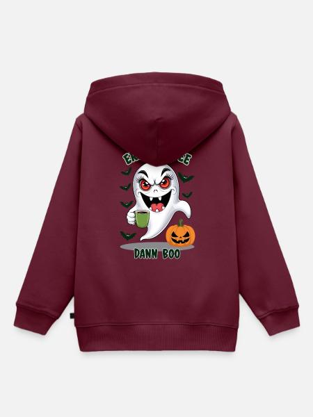 Böser Geist mit Kaffee - Kinder Premium Organic Hoodie - Burgunderrot