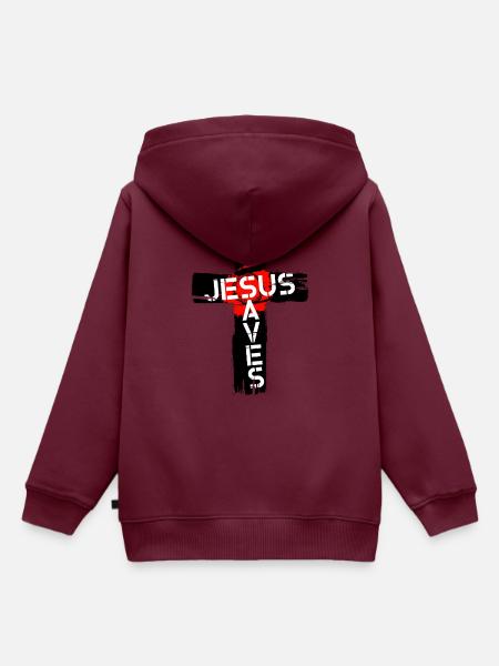 Jesus Saves - Kinder Premium Organic Hoodie - Burgunderrot