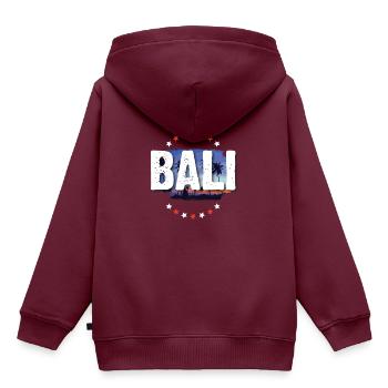 Bali - Kinder Premium Organic Hoodie - Burgunderrot - Hinten - AI Model Kid Female (0cm)