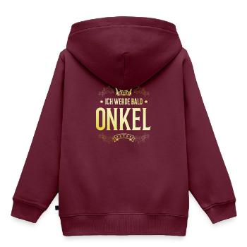 Ich werde Bald Onkel - Kinder Premium Organic Hoodie - Burgunderrot - Hinten - AI Model Kid Female (0cm)