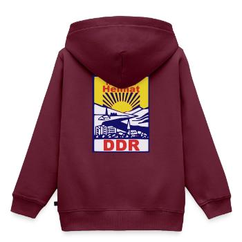 DDR - Meine Heimat - Kinder Premium Organic Hoodie - Burgunderrot - Hinten - AI Model Kid Female (0cm)