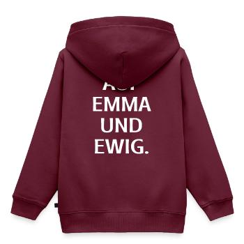 Techno Goa Minimal Auf Emma - Kinder Premium Organic Hoodie - Burgunderrot - Hinten - AI Model Kid Female (0cm)