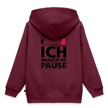 ICH BRAUCH PAUSE - Kinder Premium Organic Hoodie - Burgunderrot - Hinten - AI Model Kid Female (0cm)