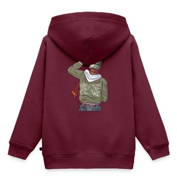Rapper mit Goldkette und swag - Kinder Premium Organic Hoodie - Burgunderrot - Hinten - AI Model Kid Female (0cm)