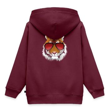 Cooler Tiger mit Sonnenbrille - Kinder Premium Organic Hoodie - Burgunderrot - Hinten - AI Model Kid Female (0cm)