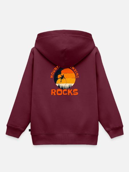 Mountain Climbing Rocks Sportklettern - Kinder Premium Organic Hoodie - Burgunderrot