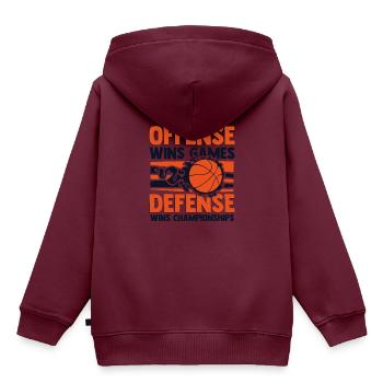 Offense Wins Games Defense Wins Championships - Kinder Premium Organic Hoodie - Burgunderrot - Hinten - AI Model Kid Female (0cm)
