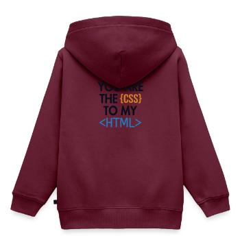 You are the CSS to my HTML Developer Coder - Kinder Premium Organic Hoodie - Burgunderrot - Hinten - AI Model Kid Female (0cm)