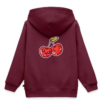 Saure Kirsche - Kinder Premium Organic Hoodie - Burgunderrot - Hinten - AI Model Kid Female (0cm)