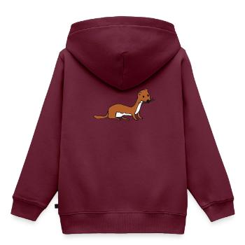 Wiesel - Kinder Premium Organic Hoodie - Burgunderrot - Hinten - AI Model Kid Female (0cm)