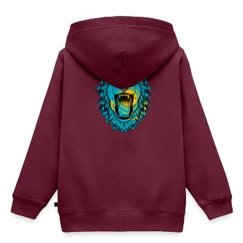 Kasachstan - Kinder Premium Organic Hoodie - Burgunderrot - Hinten - AI Model Kid Female (0cm)