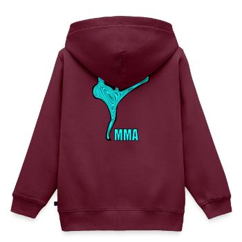 mma - Kinder Premium Organic Hoodie - Burgunderrot - Hinten - AI Model Kid Female (0cm)