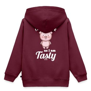 Ich bin so niedlich wie lecker - Kinder Premium Organic Hoodie - Burgunderrot - Hinten - AI Model Kid Female (0cm)