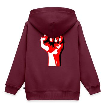 Faust - Kinder Premium Organic Hoodie - Burgunderrot - Hinten - AI Model Kid Female (0cm)