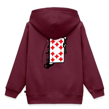 Karte - Kinder Premium Organic Hoodie - Burgunderrot - Hinten - AI Model Kid Female (0cm)