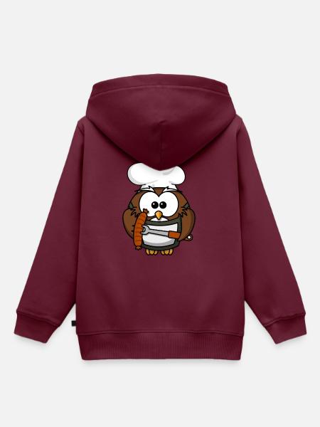 Eule Koch - Kinder Premium Organic Hoodie - Burgunderrot