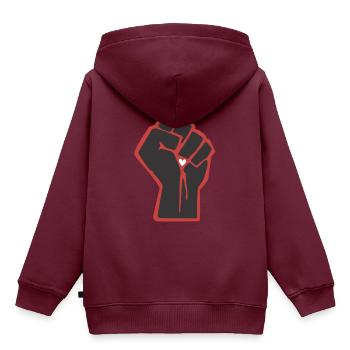 faust - Kinder Premium Organic Hoodie - Burgunderrot - Hinten - AI Model Kid Female (0cm)