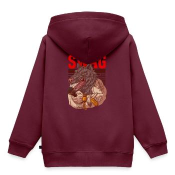 Rapper mit Wolfskopf und Tattoos - Kinder Premium Organic Hoodie - Burgunderrot - Hinten - AI Model Kid Female (0cm)