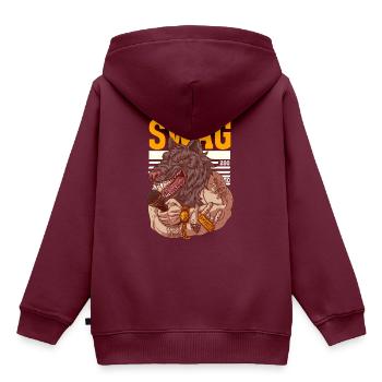 Rapper mit Wolfskopf und Tattoos - Kinder Premium Organic Hoodie - Burgunderrot - Hinten - AI Model Kid Female (0cm)