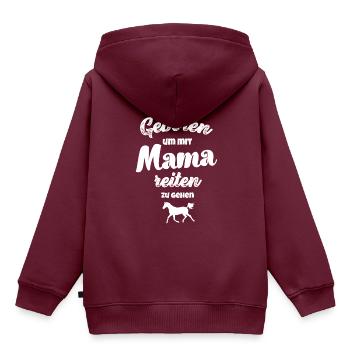 Geboren um mit Mama reiten zu gehen Pferde Reiten - Kinder Premium Organic Hoodie - Burgunderrot - Hinten - AI Model Kid Female (0cm)