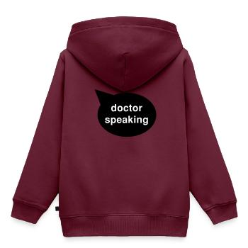 sprechblase doctor - Kinder Premium Organic Hoodie - Burgunderrot - Hinten - AI Model Kid Female (0cm)