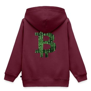 Bitcoin Matrix - Kinder Premium Organic Hoodie - Burgunderrot - Hinten - AI Model Kid Female (0cm)